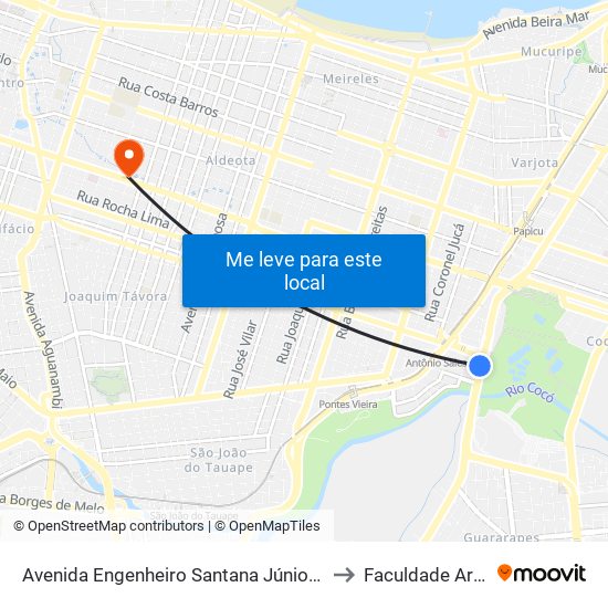 Avenida Engenheiro Santana Júnior, 3700 - Cocó to Faculdade Ari De Sá map