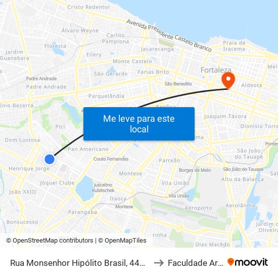 Rua Monsenhor Hipólito Brasil, 449 - Jóquei Clube to Faculdade Ari De Sá map