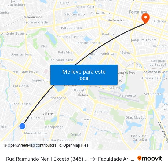 Rua Raimundo Neri | Exceto (346) - Vila Peri to Faculdade Ari De Sá map