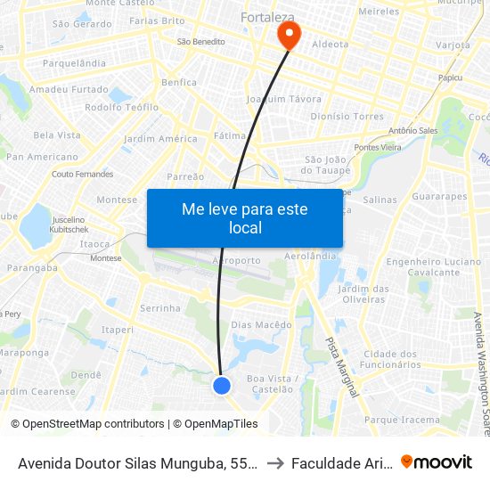 Avenida Doutor Silas Munguba, 5538 - Passaré to Faculdade Ari De Sá map