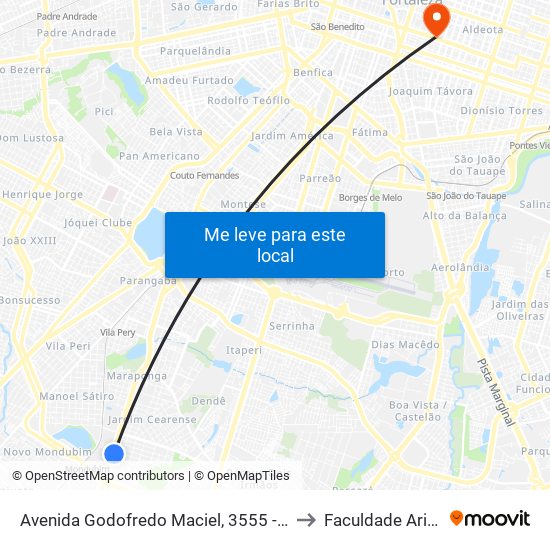 Avenida Godofredo Maciel, 3555 - Mondubim to Faculdade Ari De Sá map