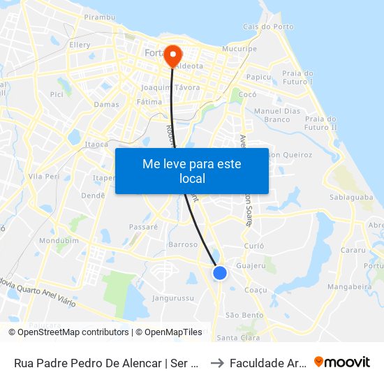 Rua Padre Pedro De Alencar | Ser VI - Messejana to Faculdade Ari De Sá map