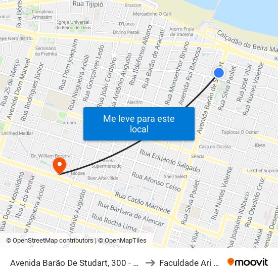 Avenida Barão De Studart, 300 - Meireles to Faculdade Ari De Sá map