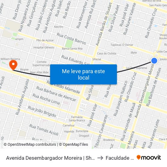 Avenida Desembargador Moreira | Shopping Aldeota - Aldeota to Faculdade Ari De Sá map