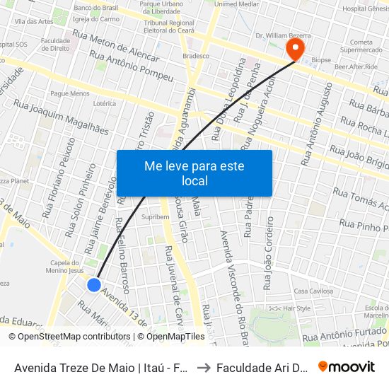 Avenida Treze De Maio | Itaú - Fátima to Faculdade Ari De Sá map