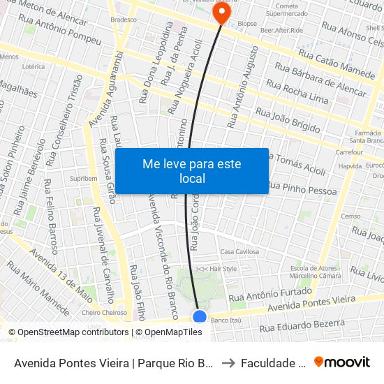 Avenida Pontes Vieira | Parque Rio Branco - Joaquim Távora to Faculdade Ari De Sá map