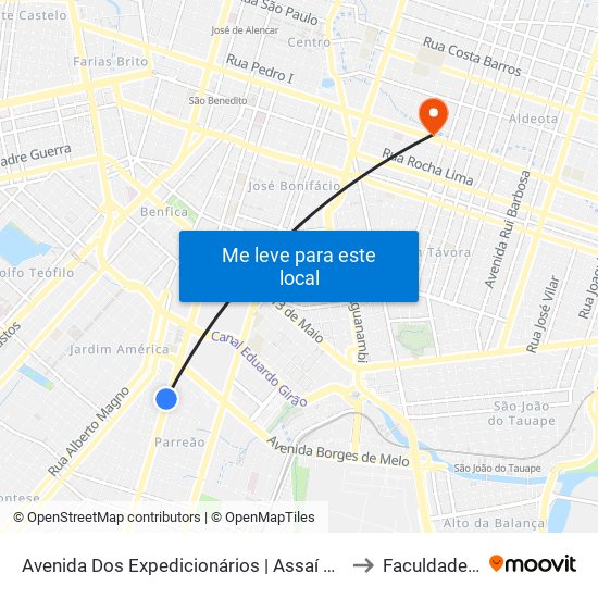 Avenida Dos Expedicionários | Assaí Atacadista - Jardim América to Faculdade Ari De Sá map