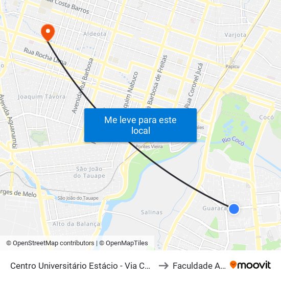Centro Universitário Estácio - Via Corpvs - Guararapes to Faculdade Ari De Sá map