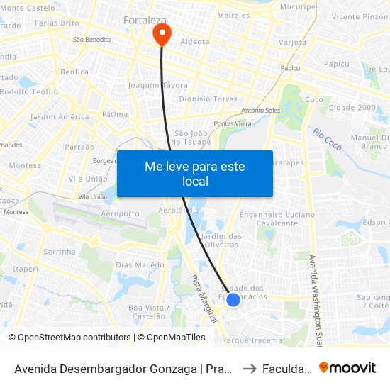 Avenida Desembargador Gonzaga | Praça Da Igreja Da Glória - Cidade Dos Funcionários to Faculdade Ari De Sá map