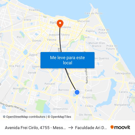 Avenida Frei Cirilo, 4755 - Messejana to Faculdade Ari De Sá map