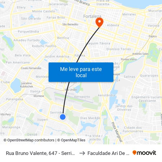 Rua Bruno Valente, 647 - Serrinha to Faculdade Ari De Sá map