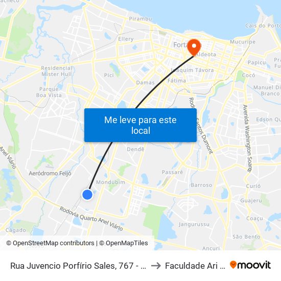 Rua Juvencio Porfírio Sales, 767 - Mondubim to Faculdade Ari De Sá map