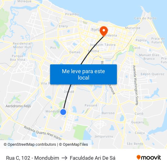 Rua C, 102 - Mondubim to Faculdade Ari De Sá map
