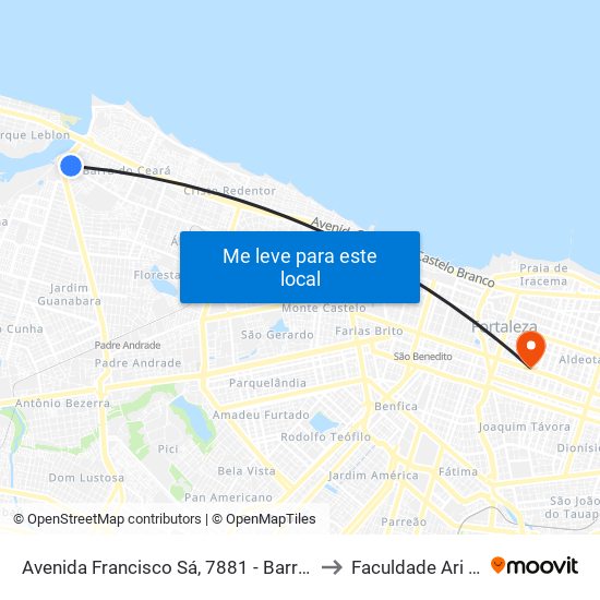 Avenida Francisco Sá, 7881 - Barra Do Ceará to Faculdade Ari De Sá map