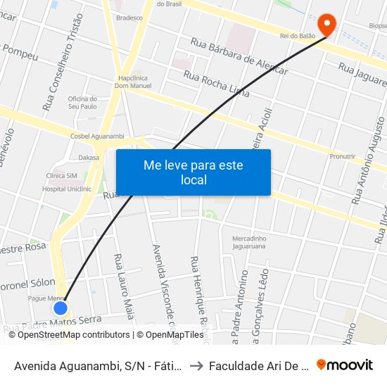 Avenida Aguanambi, S/N - Fátima to Faculdade Ari De Sá map