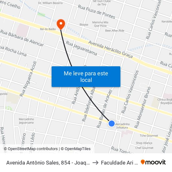 Avenida Antônio Sales, 854 - Joaquim Távora to Faculdade Ari De Sá map