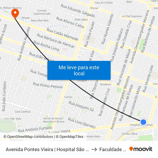 Avenida Pontes Vieira | Hospital São Carlos - Dionísio Torres to Faculdade Ari De Sá map