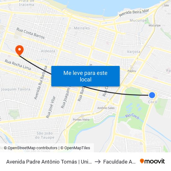 Avenida Padre Antônio Tomás | Unichristus - Cocó to Faculdade Ari De Sá map