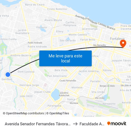 Avenida Senador Fernandes Távora, 3227 - Genibaú to Faculdade Ari De Sá map