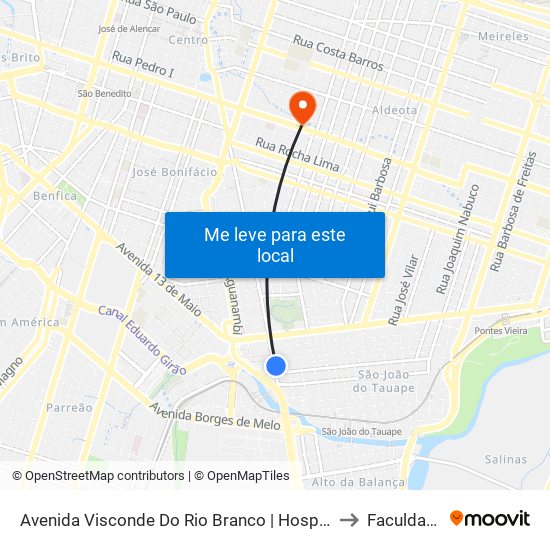 Avenida Visconde Do Rio Branco | Hospital Regional Unimed - São João Do Tauape to Faculdade Ari De Sá map