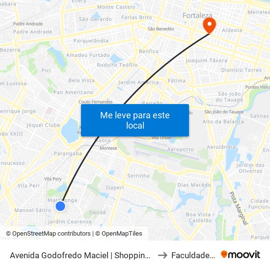 Avenida Godofredo Maciel | Shopping Maraponga - Maraponga to Faculdade Ari De Sá map
