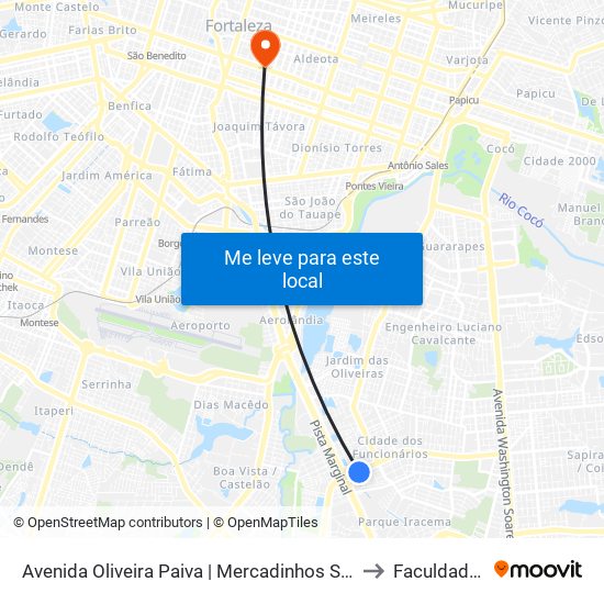 Avenida Oliveira Paiva | Mercadinhos São Luiz - Cidade Dos Funcionários to Faculdade Ari De Sá map