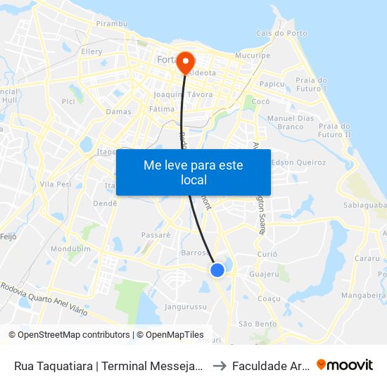 Rua Taquatiara | Terminal Messejana - Messejana to Faculdade Ari De Sá map