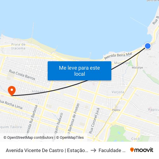 Avenida Vicente De Castro | Estação Iate - Cais Do Porto to Faculdade Ari De Sá map