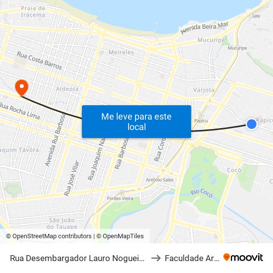 Rua Desembargador Lauro Nogueira, 929 - Papicu to Faculdade Ari De Sá map