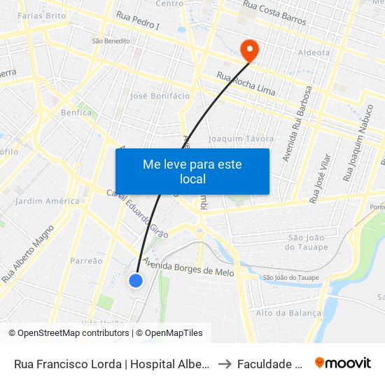 Rua Francisco Lorda | Hospital Albert Sabin - Vila União to Faculdade Ari De Sá map