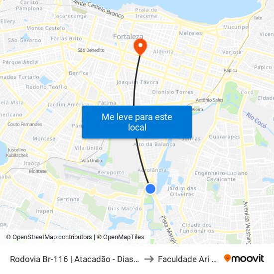 Rodovia Br-116 | Atacadão - Dias Macedo to Faculdade Ari De Sá map