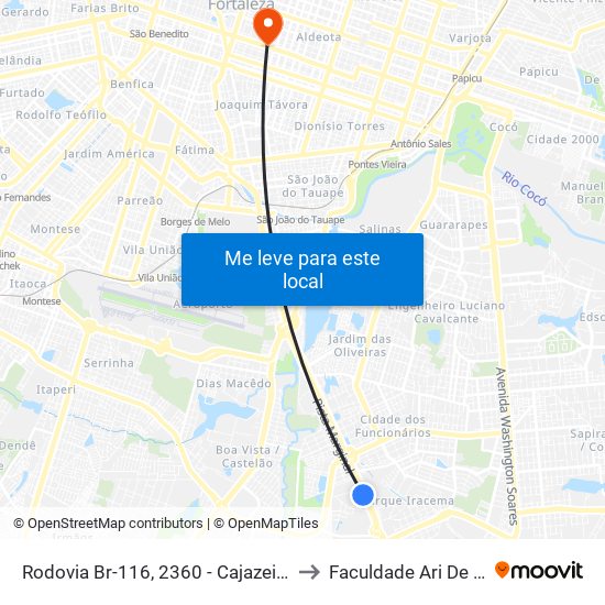 Rodovia Br-116, 2360 - Cajazeiras to Faculdade Ari De Sá map