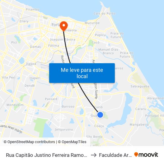 Rua Capitão Justino Ferreira Ramos, S/N - Guajeru to Faculdade Ari De Sá map