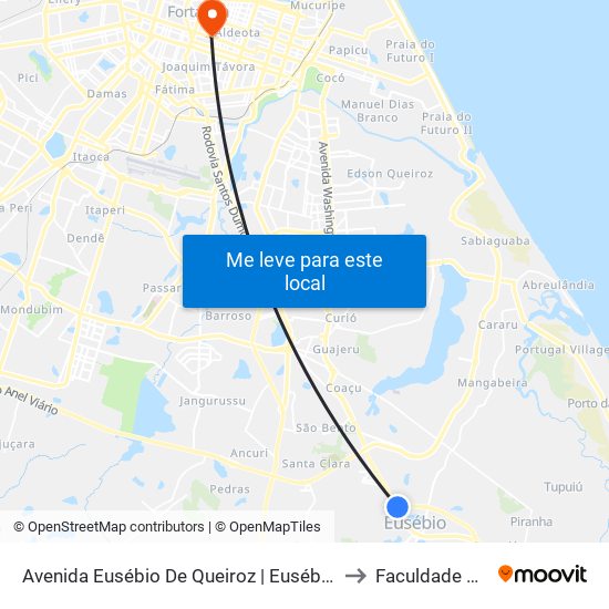 Avenida Eusébio De Queiroz | Eusébio Center - Eusébio to Faculdade Ari De Sá map