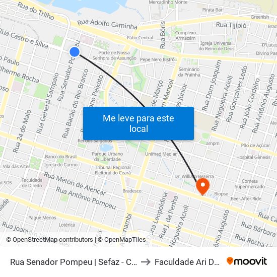 Rua Senador Pompeu | Sefaz - Centro to Faculdade Ari De Sá map