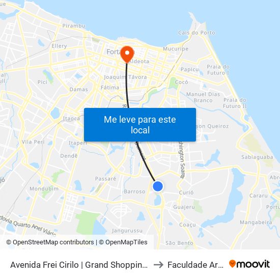 Avenida Frei Cirilo | Grand Shopping - Messejana to Faculdade Ari De Sá map