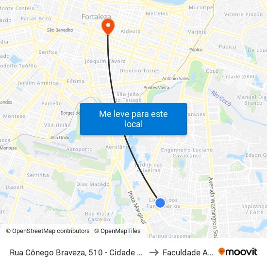 Rua Cônego Braveza, 510 - Cidade Dos Funcionários to Faculdade Ari De Sá map
