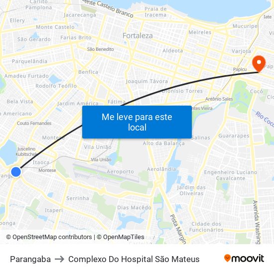 Parangaba to Complexo Do Hospital São Mateus map