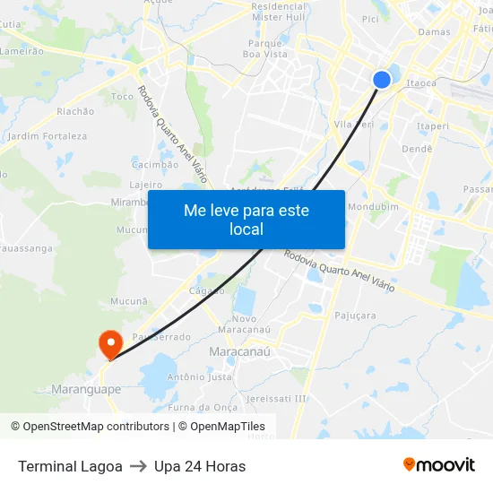 Terminal Lagoa to Upa 24 Horas map