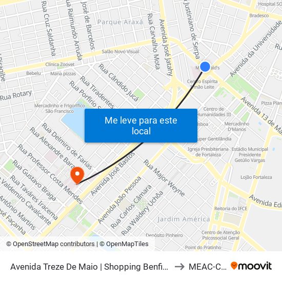 Avenida Treze De Maio | Shopping Benfica - Benfica to MEAC-CCIH map