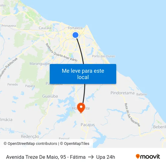 Avenida Treze De Maio, 95 - Fátima to Upa 24h map