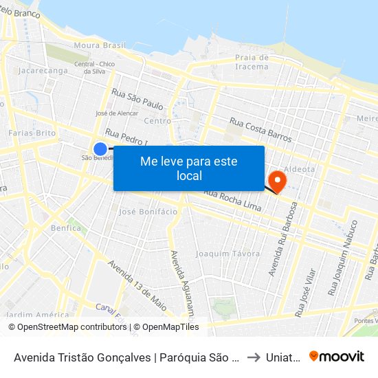 Avenida Tristão Gonçalves | Paróquia São Benedito - Centro to Uniateneu map