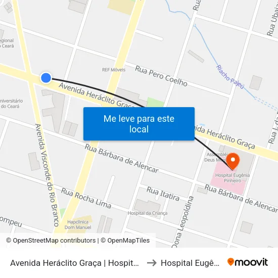 Avenida Heráclito Graça | Hospital Luís França - Centro to Hospital Eugênia Pinheiro map