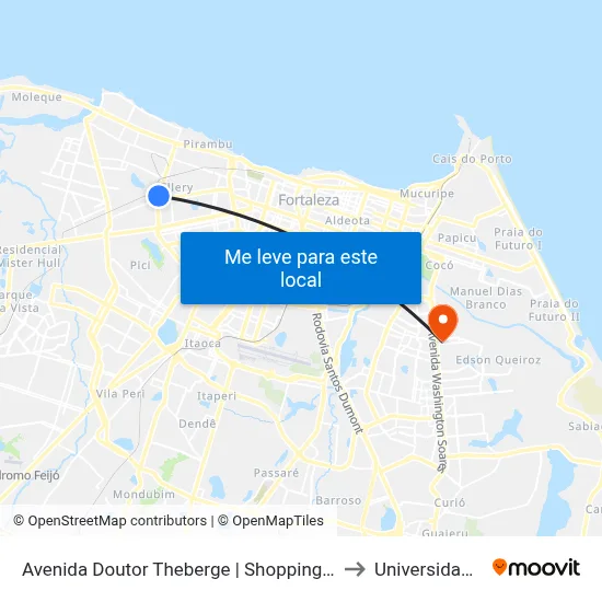 Avenida Doutor Theberge | Shopping Riomar Kennedy - Presidente Kennedy to Universidade De Fortaleza map