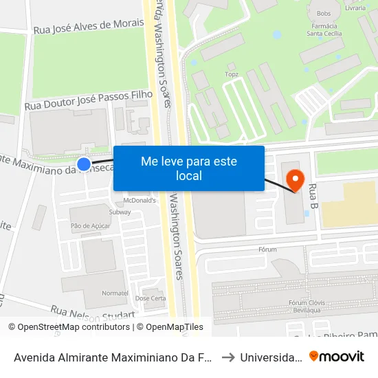 Avenida Almirante Maximiniano Da Fonseca | Uni7 - Engenheiro Luciano Cavalcante to Universidade De Fortaleza map