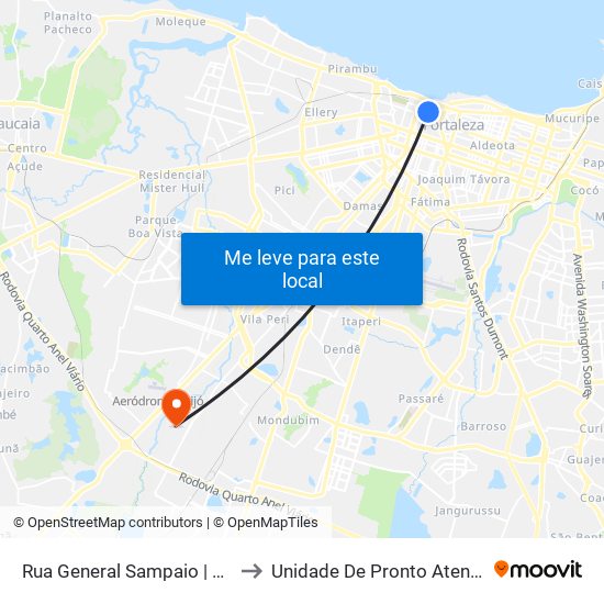 Rua General Sampaio | Freitas Varejo - Centro to Unidade De Pronto Atendimento Canindezinho map