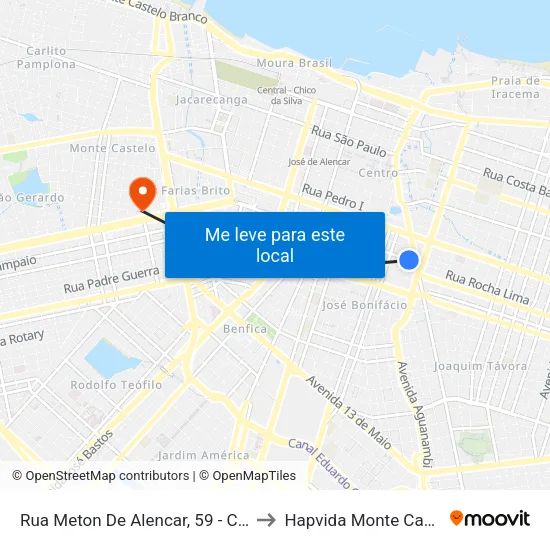 Rua Meton De Alencar, 59 - Centro to Hapvida Monte Castelo map