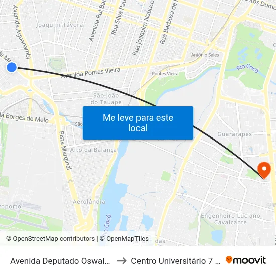Avenida Deputado Oswaldo Studart, 40 - Fátima to Centro Universitário 7 De Setembro (Uni7) map