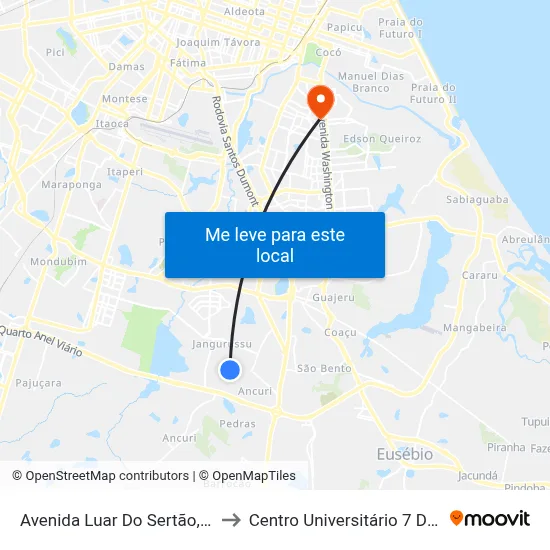 Avenida Luar Do Sertão, S/N - Jangurussu to Centro Universitário 7 De Setembro (Uni7) map