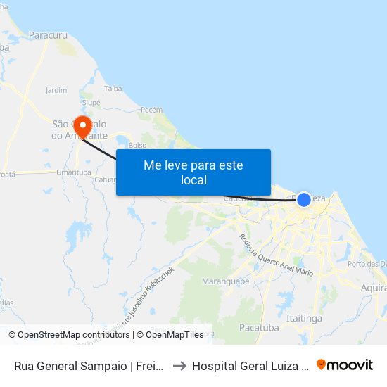 Rua General Sampaio | Freitas Varejo - Centro to Hospital Geral Luiza Alcãntara Silva map